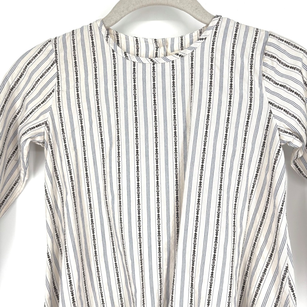 Boy + Girl 100% Cotton Striped Dress Sz 8 Cream Blue Drop Waist Made in USA - Picture 5 of 11